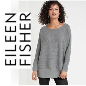 Eileen Fisher Washable Merino wool Rib Bateau Neck Tunic Oversized XS